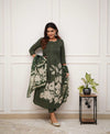 Pure Cotton Kurti with Self Print, Pant, and Mulmul Printed Dupatta