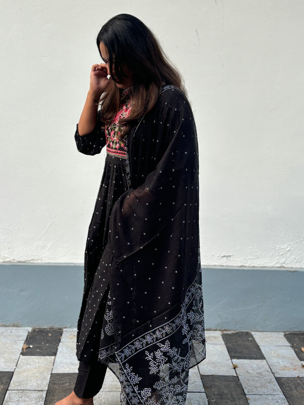 Anarkali Kurta Dupatta Set with beautiful prints and intricate embroidery