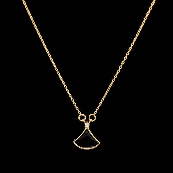 Black Fan Charm Pendant Chain