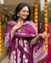 Pure Cotton Anarkali 3-Piece Set With Full Neck Embroidery