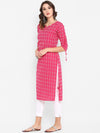 Pink Printed Everyday Cotton Kurta