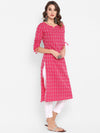 Pink Printed Everyday Cotton Kurta