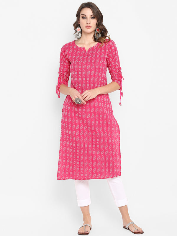 Pink Printed Everyday Cotton Kurta