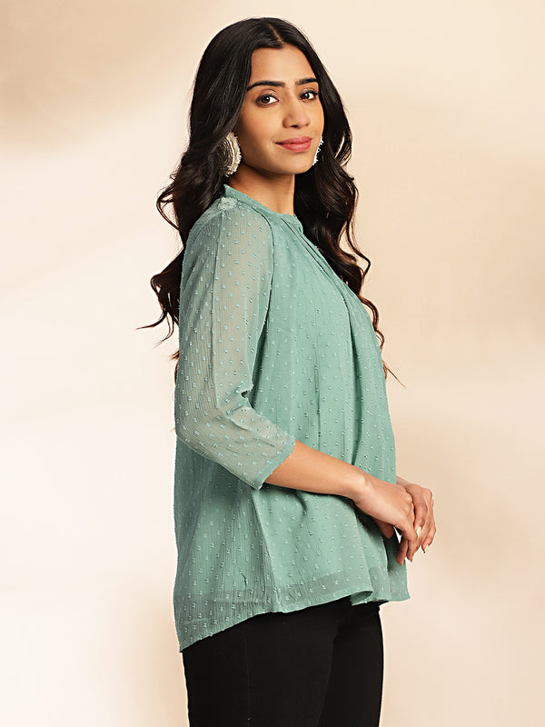 Sage Green Dobby Chiffon Top