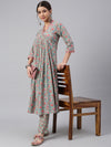 Pure Cotton Floral Printed A-line Kurta Set