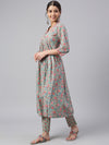 Pure Cotton Floral Printed A-line Kurta Set