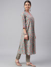Pure Cotton Floral Printed A-line Kurta Set