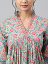 Pure Cotton Floral Printed A-line Kurta Set
