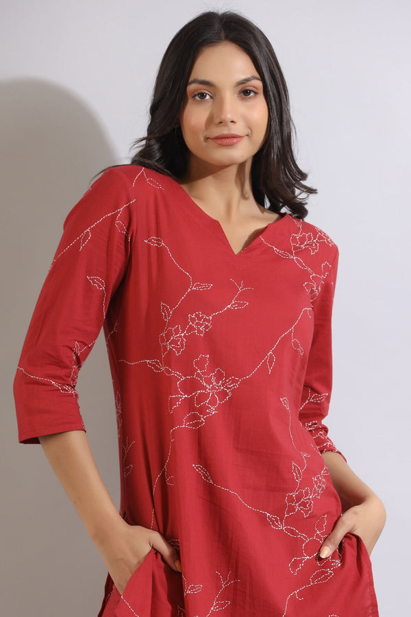 Red Premium Rayon Co-Ord Set