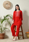 Women Rayon Kurta Set with Embroidery Work