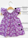 Halemons Baby Girl Cool Tulip Pure Cotton Floral Short Sleeve Jabla - Purple