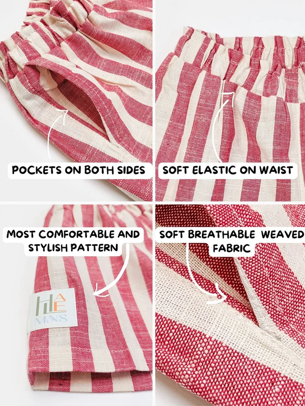 Halemons Half Sleeves Red Stripe Kids Combo