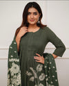 Pure Cotton Kurti with Self Print, Pant, and Mulmul Printed Dupatta