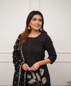 Pure Cotton Kurti with Self Print, Pant, and Mulmul Printed Dupatta