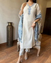 Handloom Cotton Flex Kurta Pant and Khadi Silk Dupatta Set