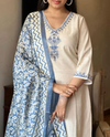 Handloom Cotton Flex Kurta Pant and Khadi Silk Dupatta Set