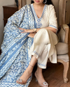 Handloom Cotton Flex Kurta Pant and Khadi Silk Dupatta Set