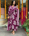 Pure Cotton Anarkali 3-Piece Set With Full Neck Embroidery