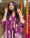 Pure Cotton Anarkali 3-Piece Set With Full Neck Embroidery