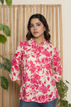Pink Floral Printed Short Kurti