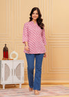 Pink Printed Short Kurti