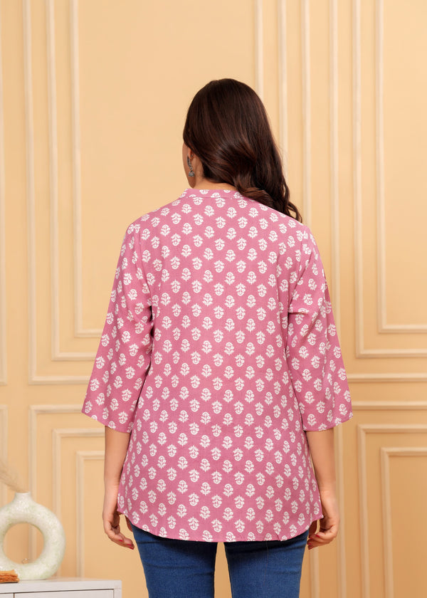 Pink Printed Short Kurti