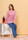 Pink Printed Short Kurti