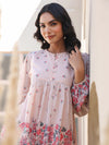 Peach Georgette Floral Print Flared Top