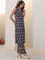 Black Pure Cotton Floral Printed A-line Kurta Set