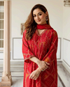 Red Kurta Set With Intricate Embroidery and Timeless Bandhani Prints All-Over