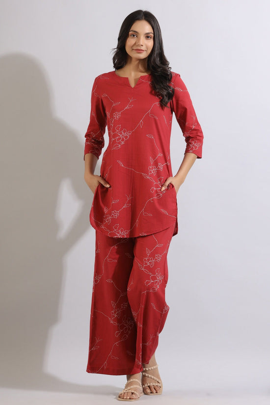 Red Premium Rayon Co-Ord Set