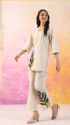Off White Cotton Flex Co-Ord Set