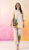 Off White Cotton Flex Co-Ord Set