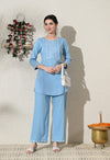 Women Rayon Kurta Set with Embroidery Work