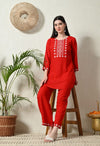 Women Rayon Kurta Set with Embroidery Work