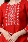 Women Rayon Kurta Set with Embroidery Work