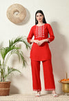 Women Rayon Kurta Set with Embroidery Work