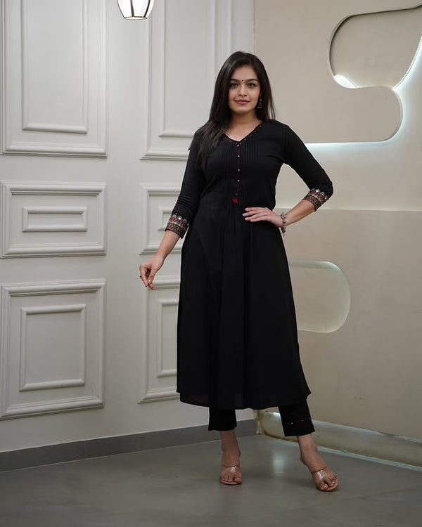 cotton Black Kurta Set
