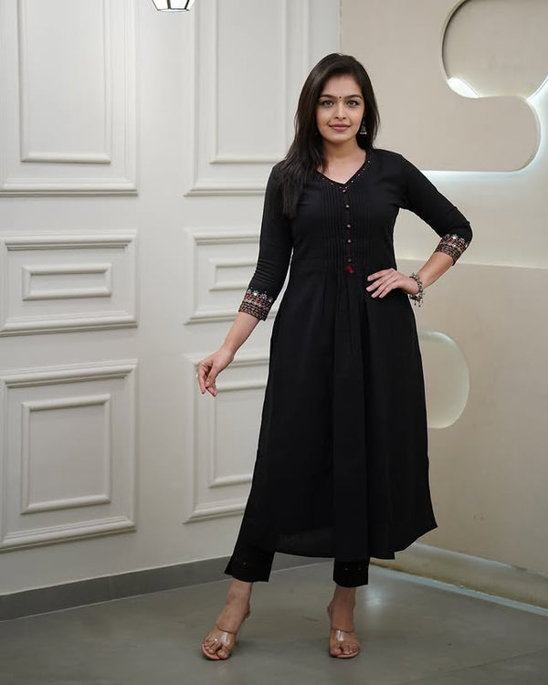cotton Black Kurta Set
