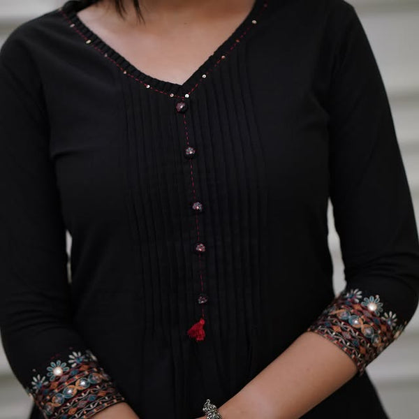 cotton Black Kurta Set
