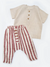 Halemons Brown Stripe Casual Full Pants and Top Set-Brown
