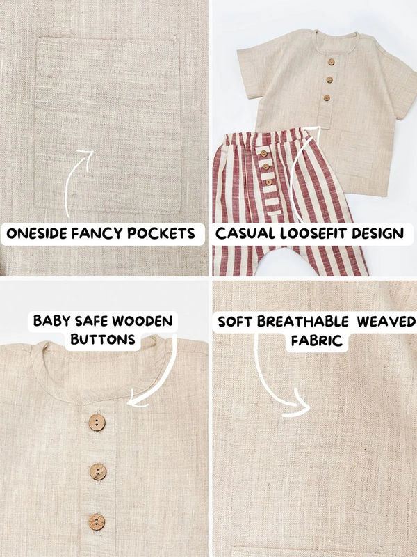 Halemons Brown Stripe Casual Full Pants and Top Set-Brown