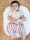 Halemons Brown Stripe Casual Full Pants and Top Set-Brown
