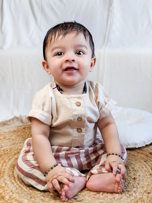 Halemons Brown Stripe Casual Full Pants and Top Set-Brown